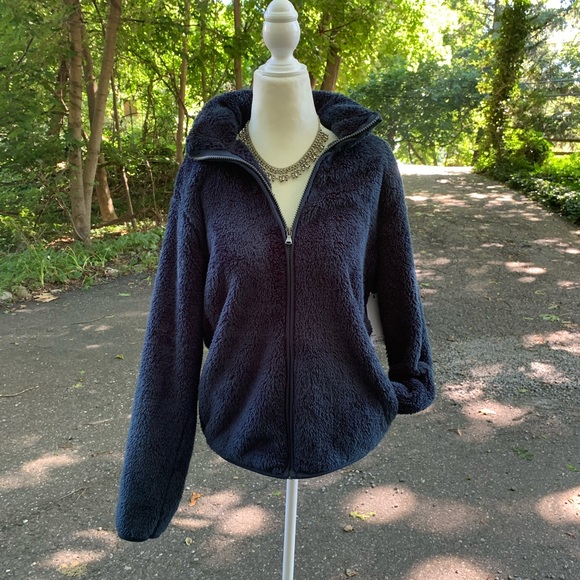 navy blue fuzzy jacket